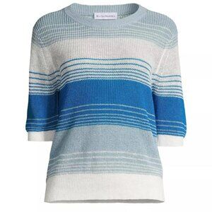 White + Warren Women’s Striped Linen Sweater Tee - Size S